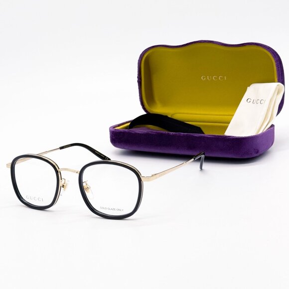 NEW GG0678OA 001 GUCCI BLACK GOLD UNISEX EYEGLASSES GUCCI - Picture 1 of 12